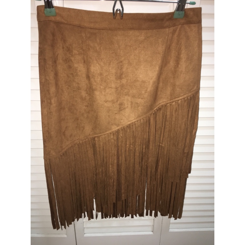 Suede love culture fringe skirt